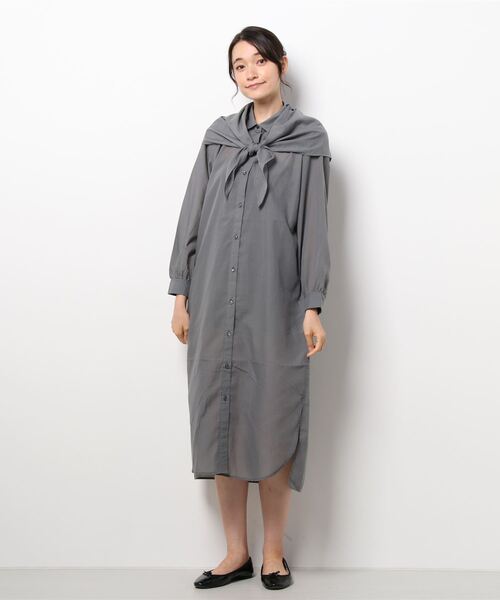 AMERICAN HOLIC（アメリカンホリック）の「3WAYバックギャザーシャツワンピース（ワンピース・レディース・チャコールグレー/ストライプ/チェック・FREE）」の6枚目の写真