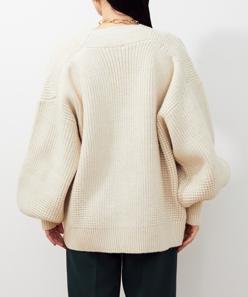 ★美品◆アダムエロペ◆ リサイクルヤーン畦ミドルカーディガン ADAM ET ROPE'（アダムエロペ）の「リサイクルヤーン畦ミドル