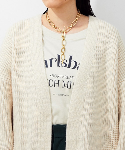 ★美品◆アダムエロペ◆ リサイクルヤーン畦ミドルカーディガン ADAM ET ROPE'（アダムエロペ）の「リサイクルヤーン畦ミドル