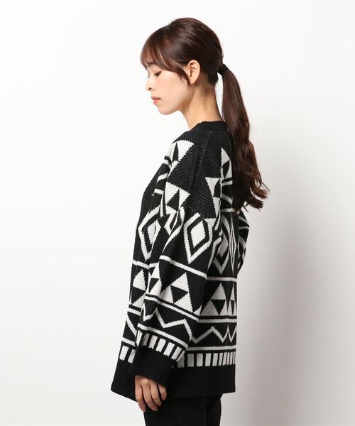 FREE STYLISTS（フリー スタイリスト）の「アーガイル柄ニットカーディガン（ニット/セーター・レディース・ボルドー/ブラック・FREE）」の13枚目の写真