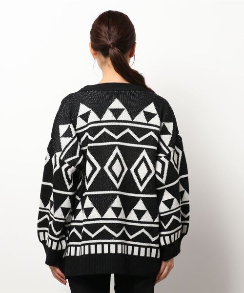 FREE STYLISTS（フリー スタイリスト）の「アーガイル柄ニットカーディガン（ニット/セーター・レディース・ボルドー/ブラック・FREE）」の9枚目の写真