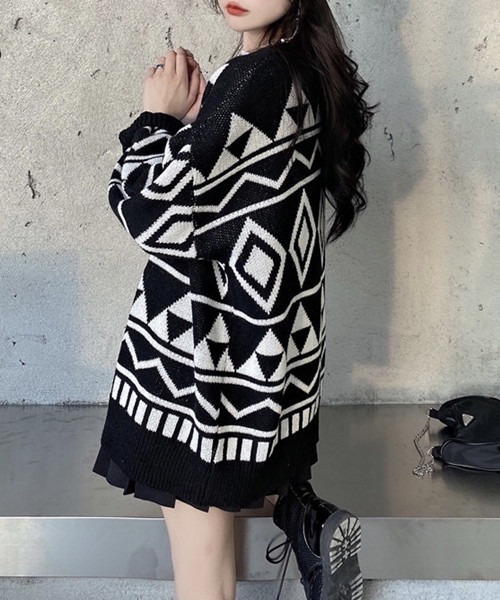 FREE STYLISTS（フリー スタイリスト）の「アーガイル柄ニットカーディガン（ニット/セーター・レディース・ボルドー/ブラック・FREE）」の21枚目の写真