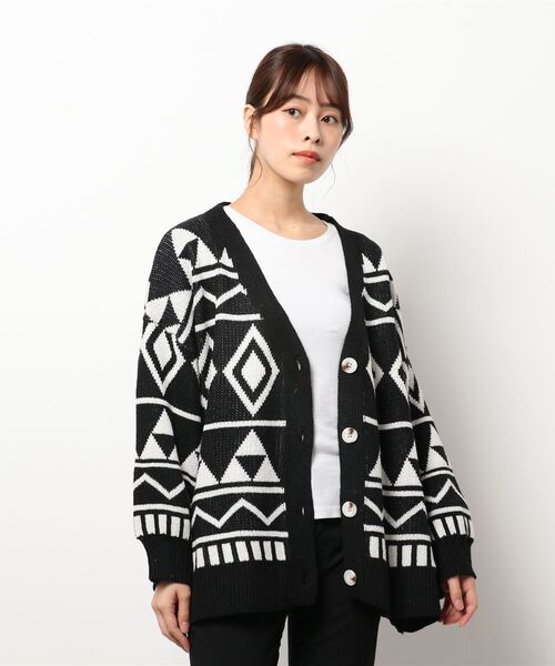 FREE STYLISTS（フリー スタイリスト）の「アーガイル柄ニットカーディガン（ニット/セーター・レディース・ボルドー/ブラック・FREE）」の16枚目の写真