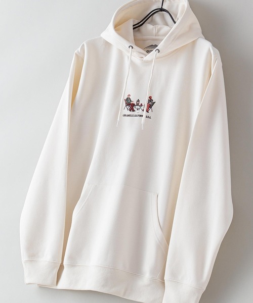OUTDOOR PRODUCTS APPAREL(アウトドアプロダクツアパレル)の「【OUTDOOR PRODUCTS/アウトドアプロダクツ】防シワ UVカット ポンチ素材使用 CAMPモチーフデザインプルスウェットパーカー イージーケア商品(パーカー・メンズ・カーキ/アイボリー/ブラック/ブルー系その他・MEDIUM/X-LARGE/LARGE)」の3枚目の写真