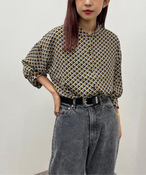 apres jour mignon(アプレジュールミニョン)の「アソート柄バンドカラーシャツ 【ZOZOTOWN限定アイテム】(シャツ/ブラウス・レディース・パープル系その他/ブラック系その他・フリー/X-LARGE)」の12枚目の写真