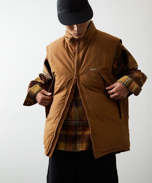 NANGA ダウンベスト S ブラウン NANGA ナンガ オーロラテックス スタンドカラーダウンベスト AURORA