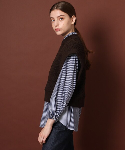 DRESSTERIOR（ドレステリア）の「◆【スタイリスト亀恭子さんコラボアイテム】【3WAY】ニットレイヤードワンピース（ワンピース・レディース・アイボリー/ブラウン系・38/36）」の4枚目の写真