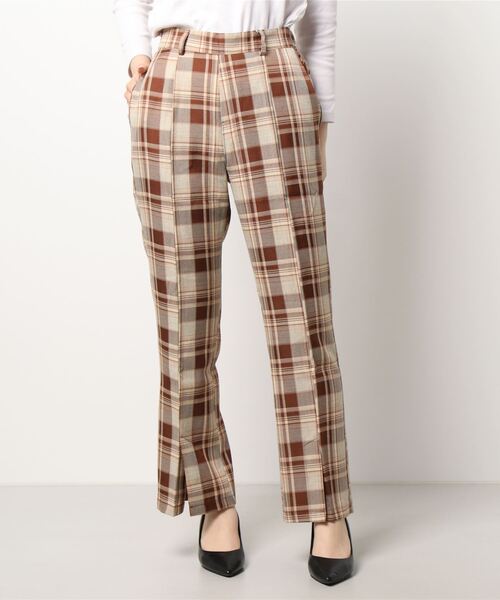 RETRO GIRL（レトロガール）の「柄チェックセミフレアパンツ（スラックス・レディース・ブラウン系その他/グリーン系その他/ブルー系その他・FREE）」の8枚目の写真