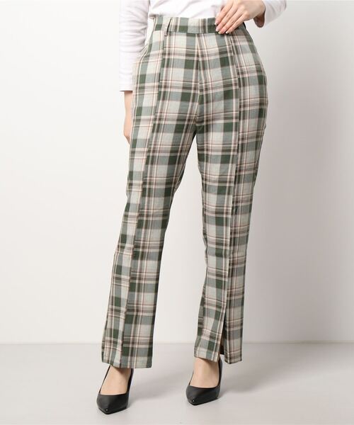 RETRO GIRL（レトロガール）の「柄チェックセミフレアパンツ（スラックス・レディース・ブラウン系その他/グリーン系その他/ブルー系その他・FREE）」の9枚目の写真