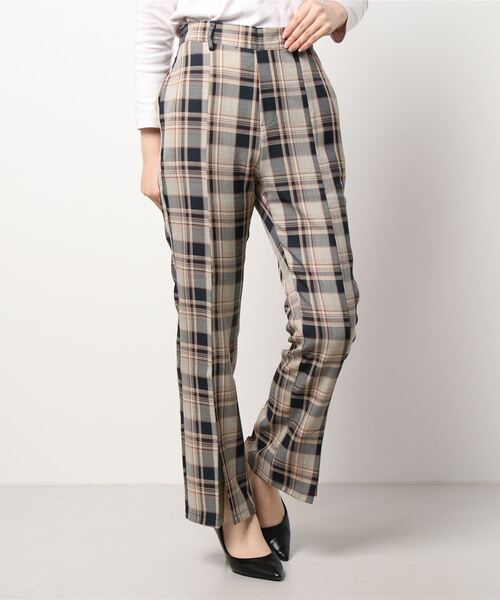 RETRO GIRL（レトロガール）の「柄チェックセミフレアパンツ（スラックス・レディース・ブラウン系その他/グリーン系その他/ブルー系その他・FREE）」の10枚目の写真