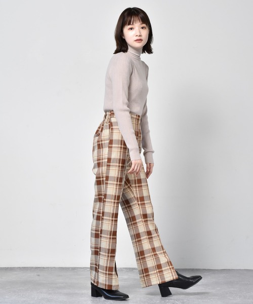 RETRO GIRL（レトロガール）の「柄チェックセミフレアパンツ（スラックス・レディース・ブラウン系その他/グリーン系その他/ブルー系その他・FREE）」の11枚目の写真