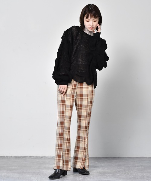 RETRO GIRL（レトロガール）の「柄チェックセミフレアパンツ（スラックス・レディース・ブラウン系その他/グリーン系その他/ブルー系その他・FREE）」の13枚目の写真