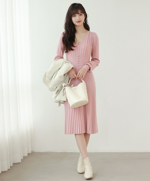 PRADA プラダワンピース ニット プリーツ 切替 高級 ドレスS