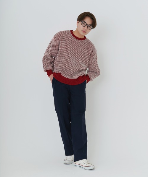 TINA：JOJUN（ティーナジョジュン）の「ユニセックス ワッフルニット TINA：JOJUN（ニット/セーター・レディース・グリーン/レッド/ネイビー/オレンジ・M）」の8枚目の写真