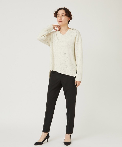 美品　ラエフ　ブークレーネップフード付　ニット　手洗い可能　42 黒　L la.f…（ラエフ）の「【大きいサイズ】ブークレーネップフード