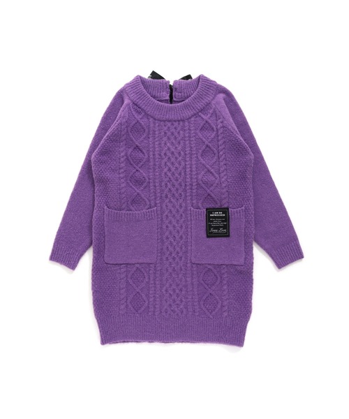 JENNI love（ジェニィラブ）の「マシュマロニットバックリボンワンピ（ワンピース・キッズ・ベージュ/ミント/パープル・130cm/140cm/150cm/160cm）」の13枚目の写真