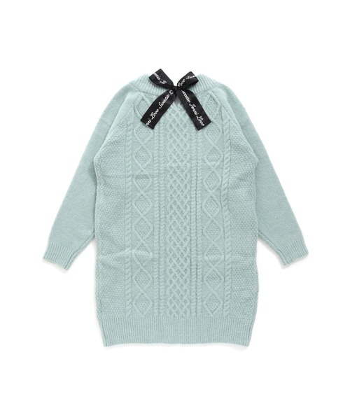 JENNI love（ジェニィラブ）の「マシュマロニットバックリボンワンピ（ワンピース・キッズ・ベージュ/ミント/パープル・130cm/140cm/150cm/160cm）」の12枚目の写真