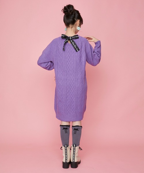 JENNI love（ジェニィラブ）の「マシュマロニットバックリボンワンピ（ワンピース・キッズ・ベージュ/ミント/パープル・130cm/140cm/150cm/160cm）」の8枚目の写真