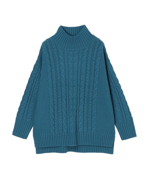 Green　Parks（グリーンパークス）の「モックネックケーブルニットプルオーバー＊（ニット/セーター・レディース・ブラック/レッド/アイボリー/モカ/イエロー/ターコイズブルー・FREE）」の8枚目の写真