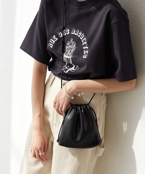 SLOBE IENA（スローブイエナ）の「【ESLOW/エスロー】ドローストリングショルダーバッグ◆（ショルダーバッグ・レディース・ブラック/グリーン/ピンク/キャメル/イエロー・FREE）」の6枚目の写真