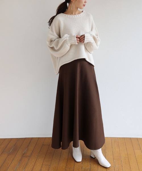 andme(アンドミー)の「起毛ロングフレアマーメイドスカート(スカート・レディース・チャコールグレー/ブラック/ダークブラウン/オフホワイト/ブルーグリーン/ブラウン/ラベンダー・M/L)」の15枚目の写真