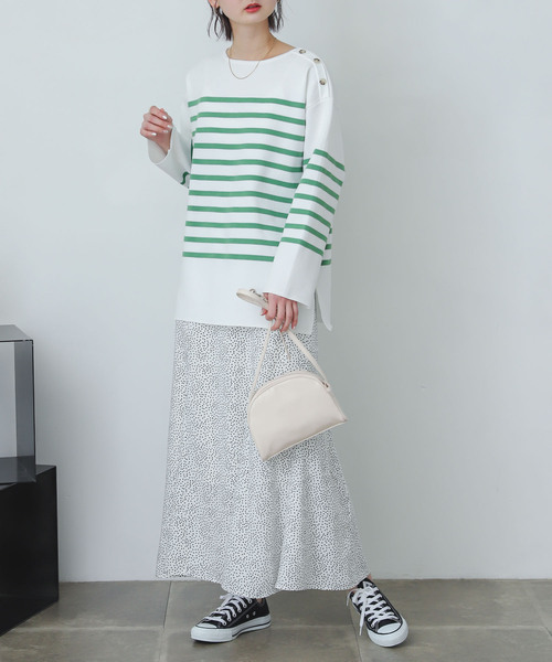 SENSE OF PLACE by URBAN RESEARCH（センスオブプレイスバイアーバンリサーチ）の「ミラノリブボーダーセーター（ニット/セーター・レディース・ブルー系その他/ブラック系その他/ホワイト系その他/グリーン系その他・ONE）」の3枚目の写真