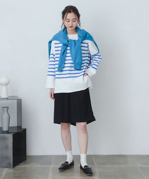 SENSE OF PLACE by URBAN RESEARCH（センスオブプレイスバイアーバンリサーチ）の「ミラノリブボーダーセーター（ニット/セーター・レディース・ブルー系その他/ブラック系その他/ホワイト系その他/グリーン系その他・ONE）」の4枚目の写真