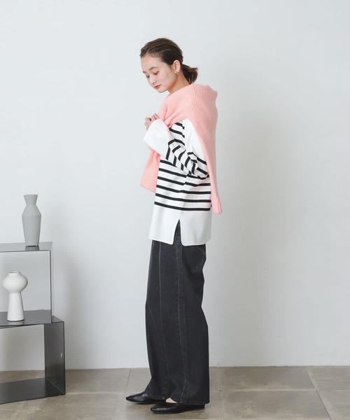 SENSE OF PLACE by URBAN RESEARCH（センスオブプレイスバイアーバンリサーチ）の「ミラノリブボーダーセーター（ニット/セーター・レディース・ブルー系その他/ブラック系その他/ホワイト系その他/グリーン系その他・ONE）」の17枚目の写真