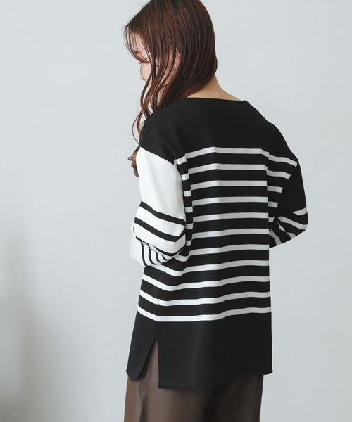 SENSE OF PLACE by URBAN RESEARCH（センスオブプレイスバイアーバンリサーチ）の「ミラノリブボーダーセーター（ニット/セーター・レディース・ブルー系その他/ブラック系その他/ホワイト系その他/グリーン系その他・ONE）」の18枚目の写真