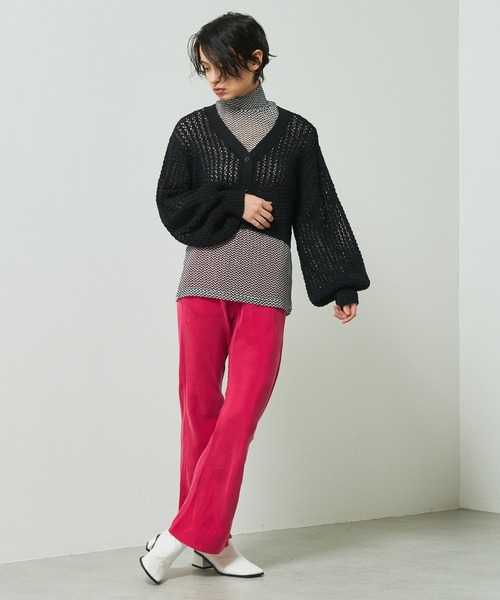 Lui's（ルイス）の「透かし編みボリュームショートカーディガン（カーディガン/ボレロ・レディース・ホワイト/ブラック/グリーン・FREE）」の6枚目の写真