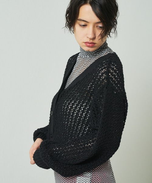 Lui's（ルイス）の「透かし編みボリュームショートカーディガン（カーディガン/ボレロ・レディース・ホワイト/ブラック/グリーン・FREE）」の8枚目の写真