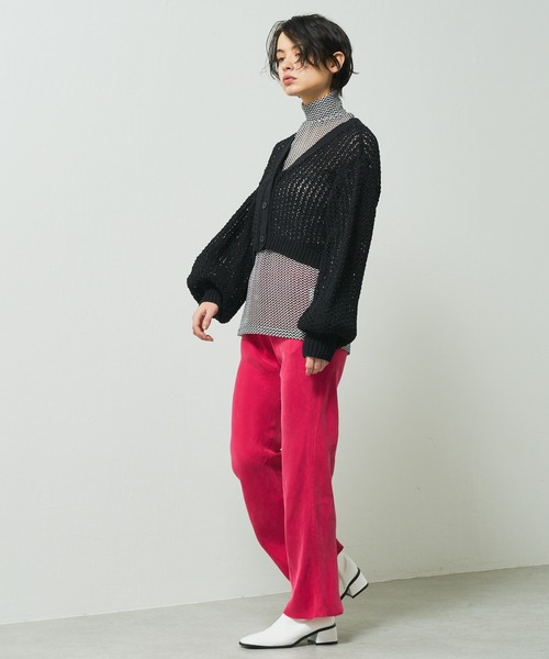 Lui's（ルイス）の「透かし編みボリュームショートカーディガン（カーディガン/ボレロ・レディース・ホワイト/ブラック/グリーン・FREE）」の10枚目の写真