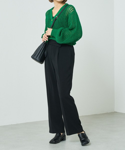 Lui's（ルイス）の「透かし編みボリュームショートカーディガン（カーディガン/ボレロ・レディース・ホワイト/ブラック/グリーン・FREE）」の13枚目の写真