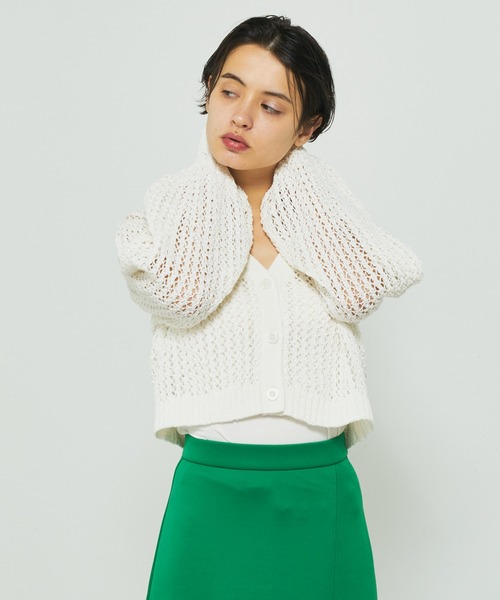 Lui's（ルイス）の「透かし編みボリュームショートカーディガン（カーディガン/ボレロ・レディース・ホワイト/ブラック/グリーン・FREE）」の16枚目の写真