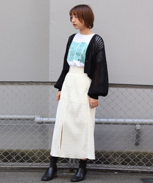 Lui's（ルイス）の「透かし編みボリュームショートカーディガン（カーディガン/ボレロ・レディース・ホワイト/ブラック/グリーン・FREE）」の22枚目の写真