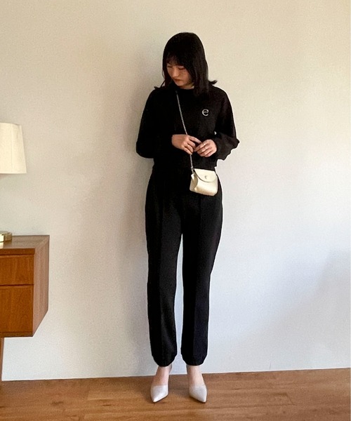 EPIMI E'PIMMY（エピミエピミー）の「〈Set upにも〉ピンタックスウェットパンツ（スウェットパンツ・レディース・ブラック/クリーム/オートミール/杢グレー・MEDIUM）」の5枚目の写真