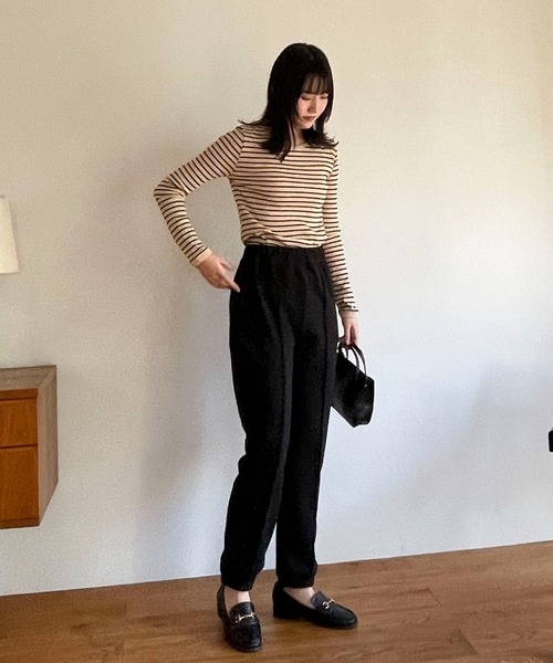 EPIMI E'PIMMY（エピミエピミー）の「〈Set upにも〉ピンタックスウェットパンツ（スウェットパンツ・レディース・ブラック/クリーム/オートミール/杢グレー・MEDIUM）」の7枚目の写真