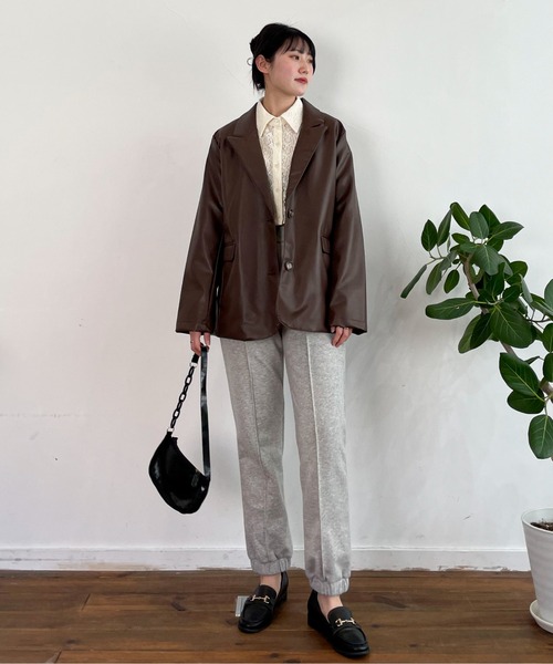 EPIMI E'PIMMY（エピミエピミー）の「〈Set upにも〉ピンタックスウェットパンツ（スウェットパンツ・レディース・ブラック/クリーム/オートミール/杢グレー・MEDIUM）」の21枚目の写真