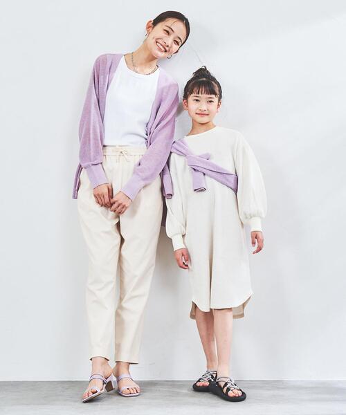 coen（コーエン）の「[洗える]ハニカムワッフルリラックスロングスリーブワンピース（ワンピース・キッズ・オフホワイト/ブラック・100/110/120/130/140/150）」の6枚目の写真