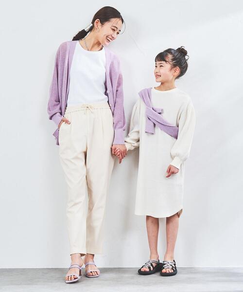 coen（コーエン）の「[洗える]ハニカムワッフルリラックスロングスリーブワンピース（ワンピース・キッズ・オフホワイト/ブラック・100/110/120/130/140/150）」の7枚目の写真