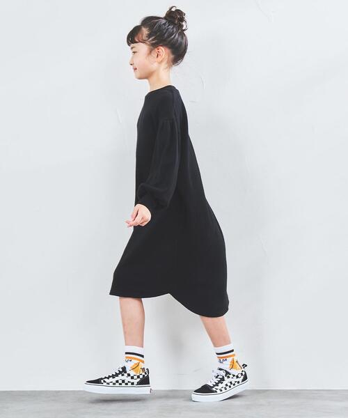 coen（コーエン）の「[洗える]ハニカムワッフルリラックスロングスリーブワンピース（ワンピース・キッズ・オフホワイト/ブラック・100/110/120/130/140/150）」の11枚目の写真