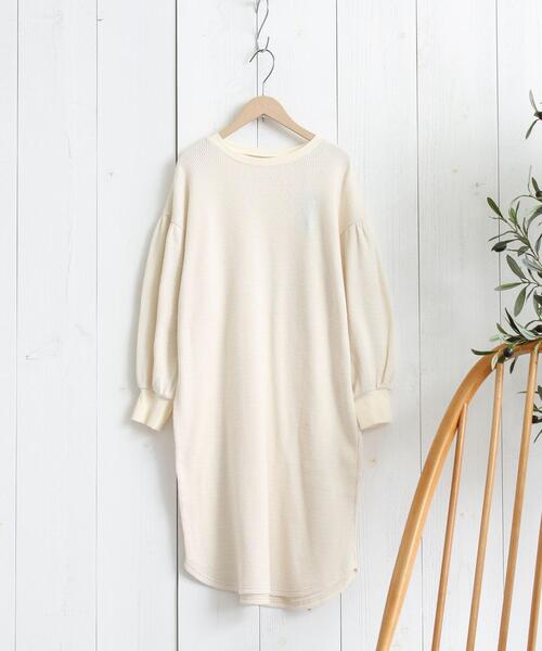 coen（コーエン）の「[洗える]ハニカムワッフルリラックスロングスリーブワンピース（ワンピース・キッズ・オフホワイト/ブラック・100/110/120/130/140/150）」の12枚目の写真