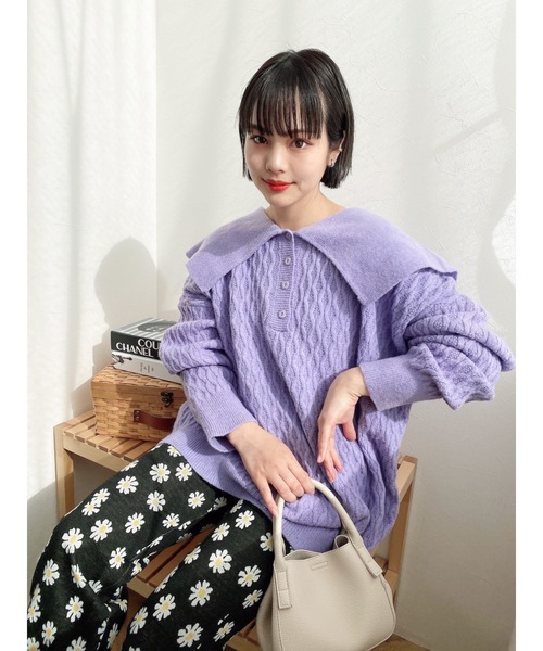 JUMELLE（ジュメロ）の「ビビットカラーニット（ニット/セーター・レディース・ピンク/パープル・FREE）」の4枚目の写真