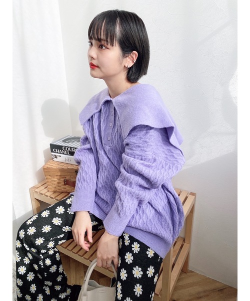 JUMELLE（ジュメロ）の「ビビットカラーニット（ニット/セーター・レディース・ピンク/パープル・FREE）」の3枚目の写真