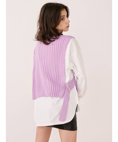 EVRIS（エヴリス）の「アシメレイヤードニットトップス（ニット/セーター・レディース・ブラック/ベージュ/パープル・FREE）」の7枚目の写真