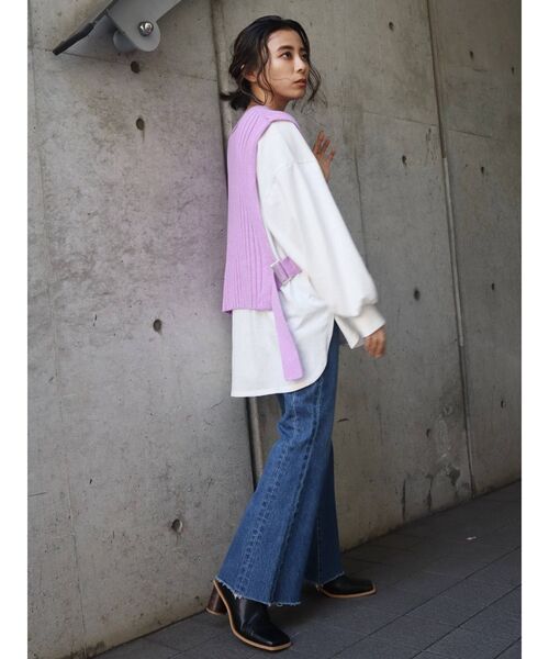 EVRIS（エヴリス）の「アシメレイヤードニットトップス（ニット/セーター・レディース・ブラック/ベージュ/パープル・FREE）」の15枚目の写真