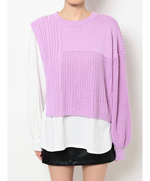 EVRIS（エヴリス）の「アシメレイヤードニットトップス（ニット/セーター・レディース・ブラック/ベージュ/パープル・FREE）」の18枚目の写真