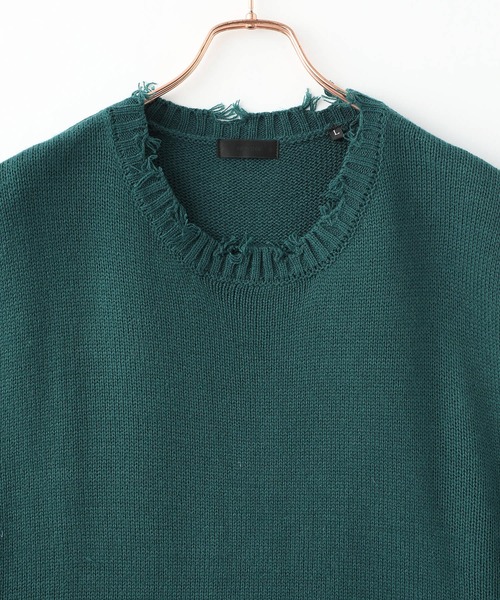 ADPOSION(アドポーション)の「ビッグシルエット ダメージニットベスト(ベスト・メンズ・アイボリー/チャコールグレー/グリーン/サックスブルー・MEDIUM/LARGE/X-LARGE)」の13枚目の写真