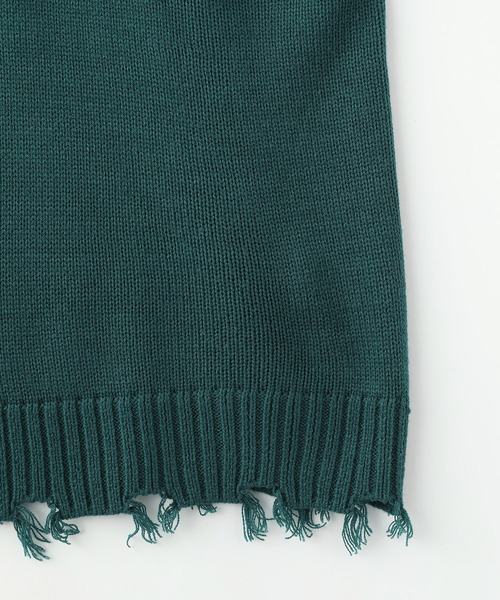 ADPOSION(アドポーション)の「ビッグシルエット ダメージニットベスト(ベスト・メンズ・アイボリー/チャコールグレー/グリーン/サックスブルー・MEDIUM/LARGE/X-LARGE)」の15枚目の写真