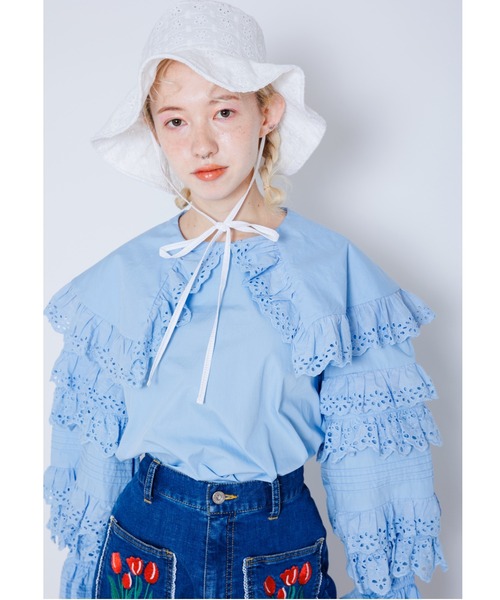 Candy Stripper（キャンディストリッパー）の「IN A DREAM LACY ブラウス（シャツ/ブラウス・レディース・ライトブルー/ブラック/オフホワイト・2）」の11枚目の写真